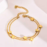 Elegant  Gold Colour Stainless Steel Chain Bracelets for Women, Dainty Stars Charm Link Adjustable Jewellery - The Jewellery Supermarket