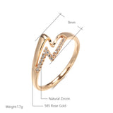 Luxury Double Layer Glossy Metal 14K Rolled Rose Gold AAA Zircon Diamonds Ring - Fine Personality  Jewellery