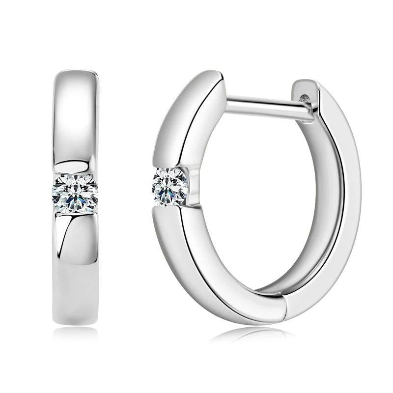 New Design 14KGP Moissanite Diamonds Hoop Earrings 2.0mm VVS1 Fine Jewellery - Silver Earrings for Women Men - The Jewellery Supermarket