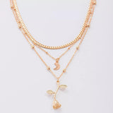 Bohemia Multilayer Moon Gold Colour Rose Flower Choker Fashion Pendant Necklaces For Women and Girls - The Jewellery Supermarket