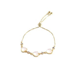 Crystal Charm Bracelets for Women - Gold Colour Beaded Chain Double Layered Adjustable Bracelets Jewellery - The Jewellery Supermarket