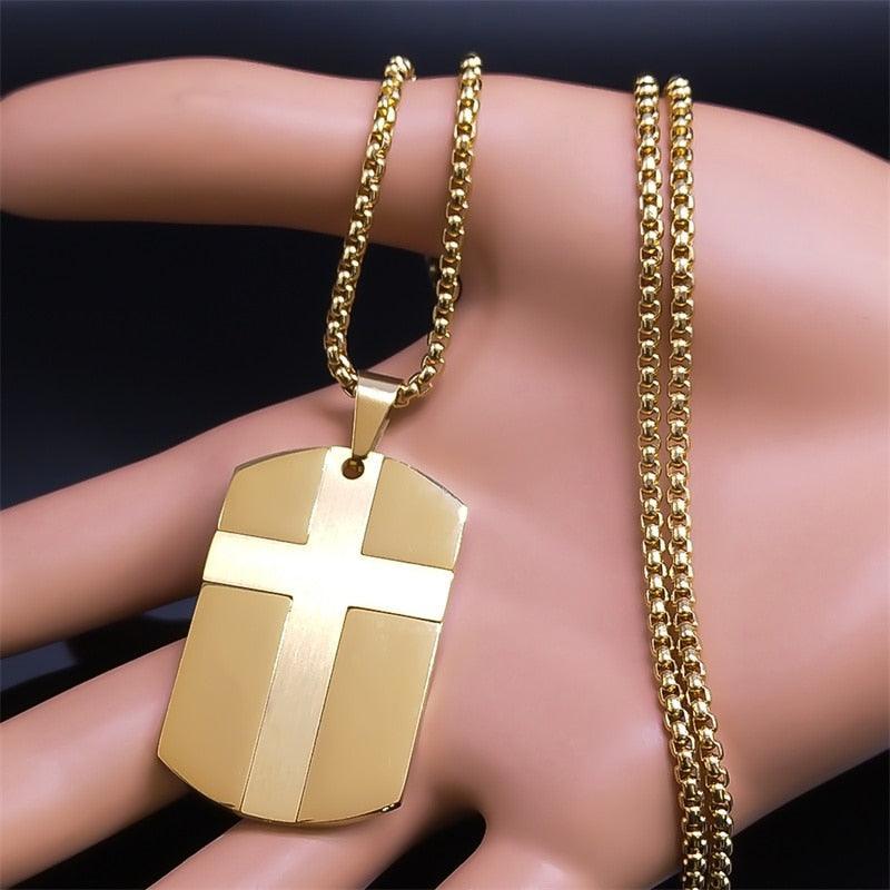 Christian Jesus Cross Necklace - Stainless Steel Fear Not for I Am with You Bible Verse Encourage Jewellery - The Jewellery Supermarket