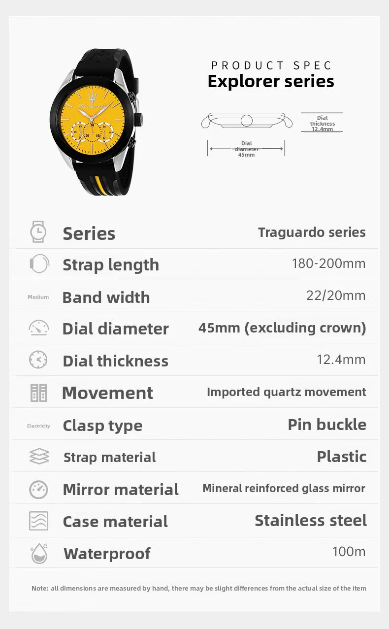 High Quality Maserati Trend Fashion Personality Explorer Series Multifunctional Chronograph High Quality Men's Watch