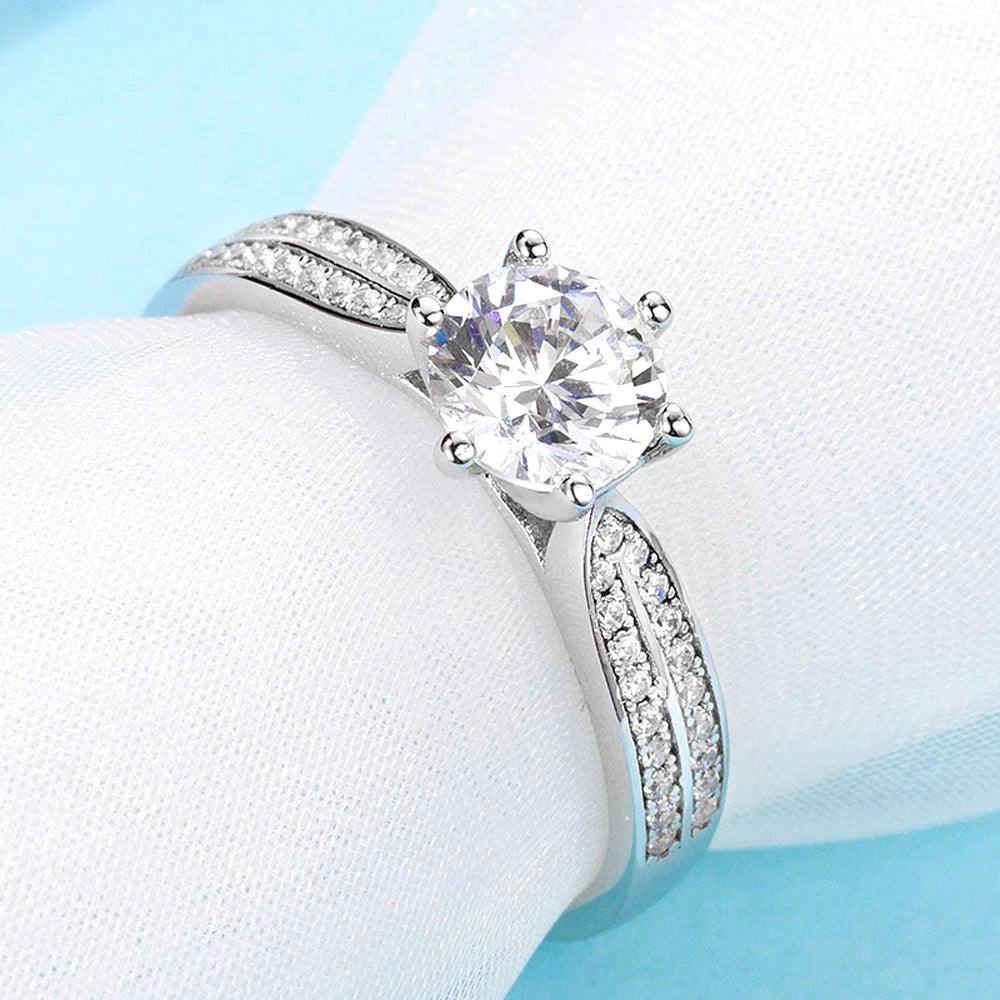 1/2/3ct Moissanite D VVS1 Lab Diamond 925 Sterling Silver Engagement Wedding for Women Rings with GRA Fine Jewellery