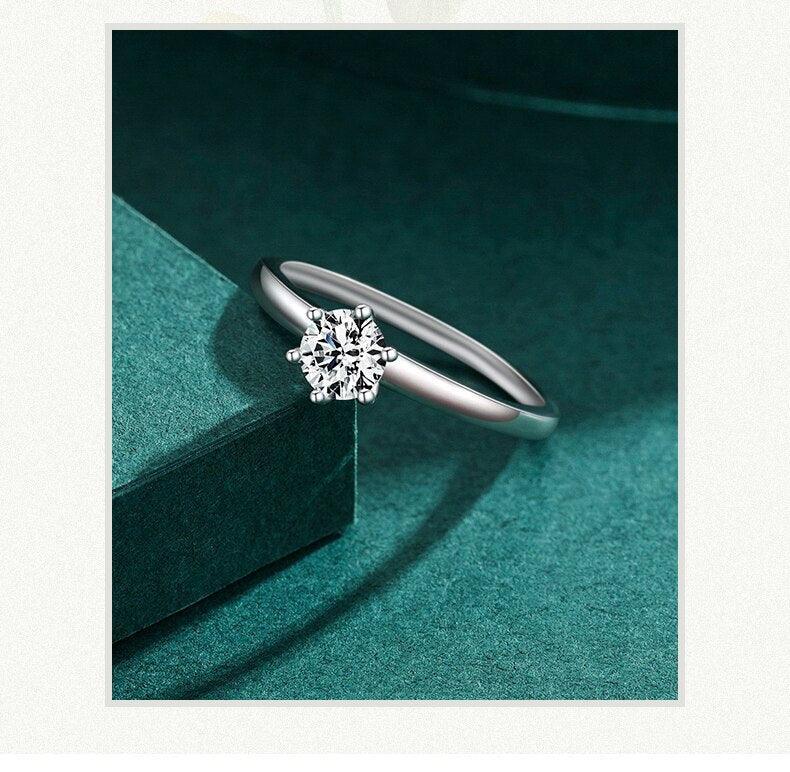 Authentic Sterling Silver Charm Simple Round Clear AAAA Simulated Diamond Rings - Fine Statement Jewellery - The Jewellery Supermarket