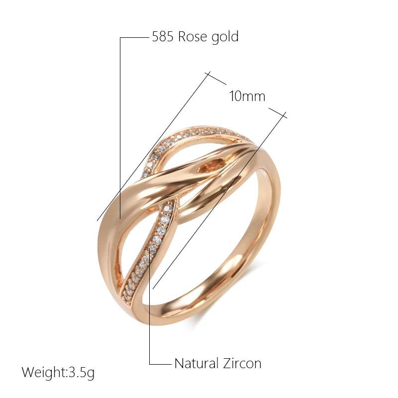 New Unique Creative Rolled 14K Rose Gold Micro-wax Inlay AAA Zircon Diamond Geometry Cross Rings - Modern Jewelry