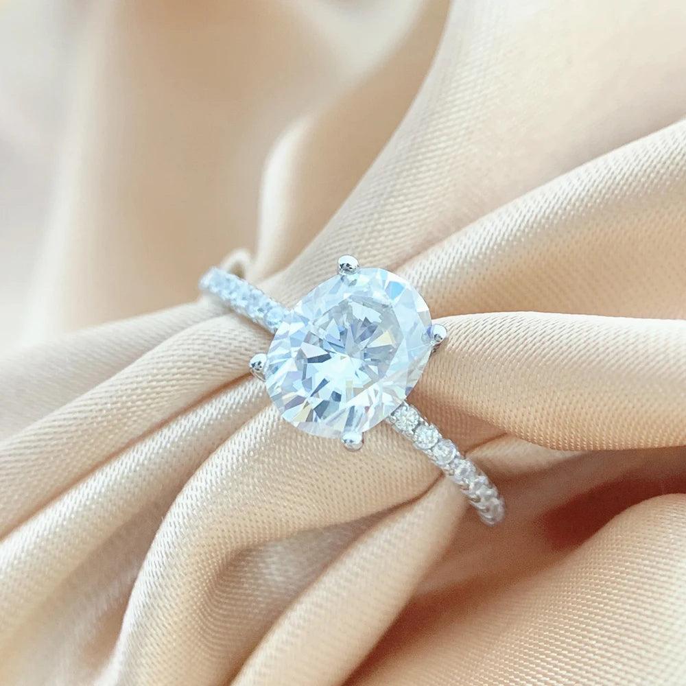 1-3Ct VVS1 Oval Cut Moissanite Diamond Rings For Women Sterling Silver Wedding Engagement  Jewellery GRA Certificate