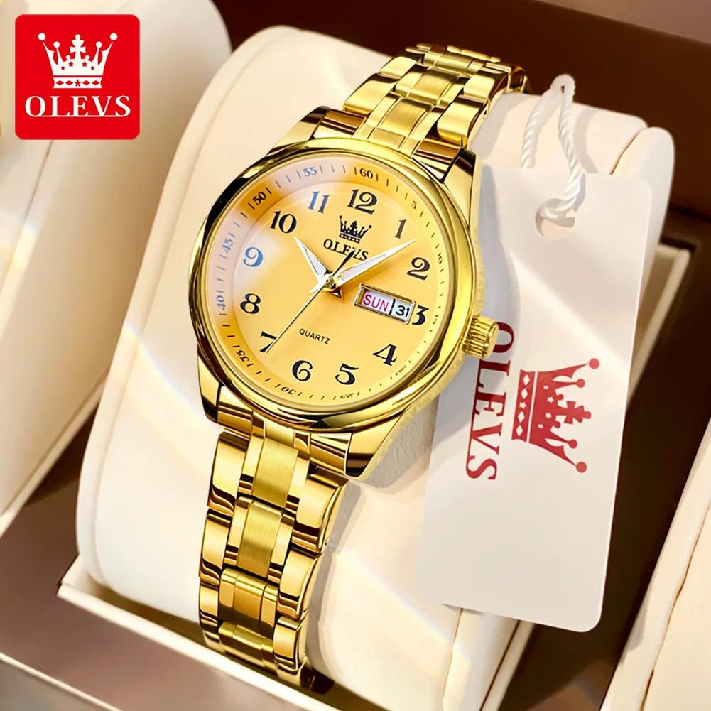 New Original Luxury Brand Stainless Steel Waterproof Quartz Women's Watches- Elegant Date Gift for Ladies