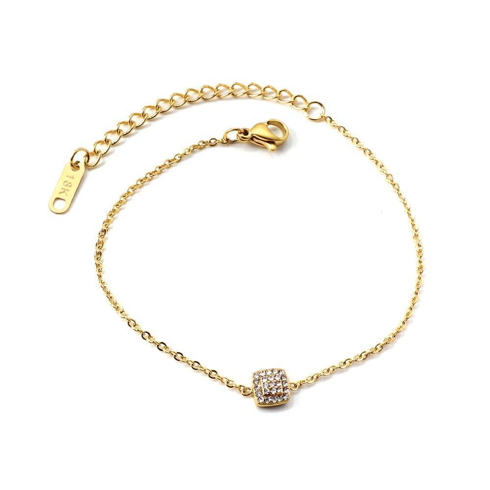 Dainty Gold Colour Stainless Steel Charm Bracelets - Crystal Evil Eyes Tree of Life Hamsa Hand Elephant Chain - The Jewellery Supermarket