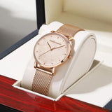 Elegant Sahara Desert Dial Design Top Brand Luxury Quartz Stainless Steel Rose Gold Colour Waterproof Ladies Watches