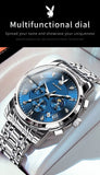 PLAYBOY Fashion Luxury Multifunction Original Waterproof Stainless Steel High Quality Quartz Watch for Men