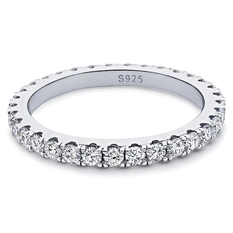 Alluring 2mm D Color Moissanite Diamonds Wedding Engagement Eternity Rings - 925 Sterling Silver Rings For Women - The Jewellery Supermarket
