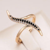 Unique Design White And Black AAA Zircon Diamonds Fashion 14K Rolled Rose Gold Daily Fine Jewellery Ring