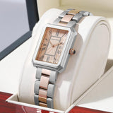 Super Quality Elegant Fashion Square Roman Dial Stainless Steel Ladie's 3Bar Quartz Wristwatch - Ideal Present