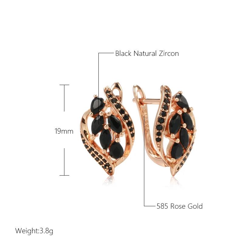 New Arrival Black AAA Zircon Crystals Full Paved Earrings For Women Luxury 14K Filled Rose Gold Daily Jewellery