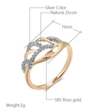 Luxury Crystal Flower Design 14K Rolled Rose Gold AAA Zircon Diamonds Fashion Wedding Rings - Fine Jewellery