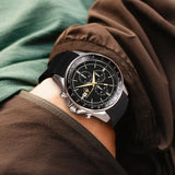 Amazing Gold Maserati Men's Watch Sports Leisure Luxury Europe and America Large Dial Black Silicone StrWatch.