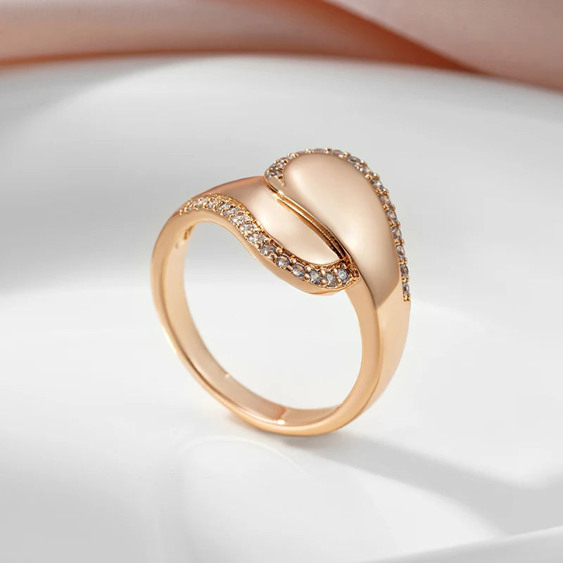 Splendid 14K Rolled Rose Gold Vintage Pave Setting Style Glossy AAA Zircon Diamonds Ring - Fine Jewellery