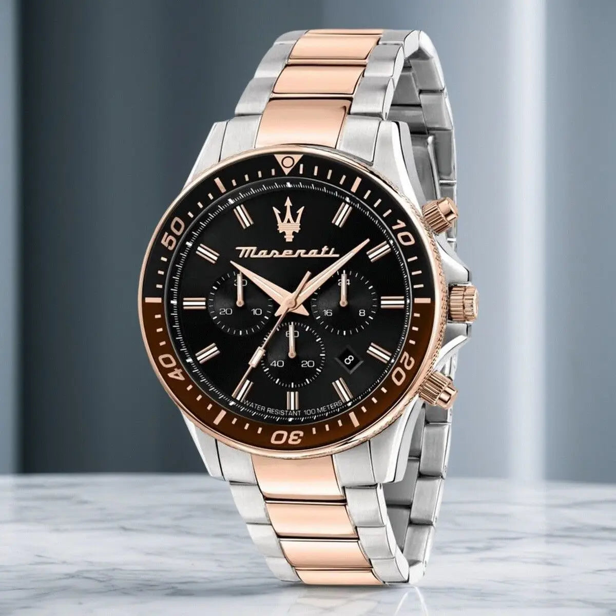 Original Luxury Maserati Men's Watch SFIDA Challenge Series Luxury Business Trendy Black Gold Steel Belt Watch