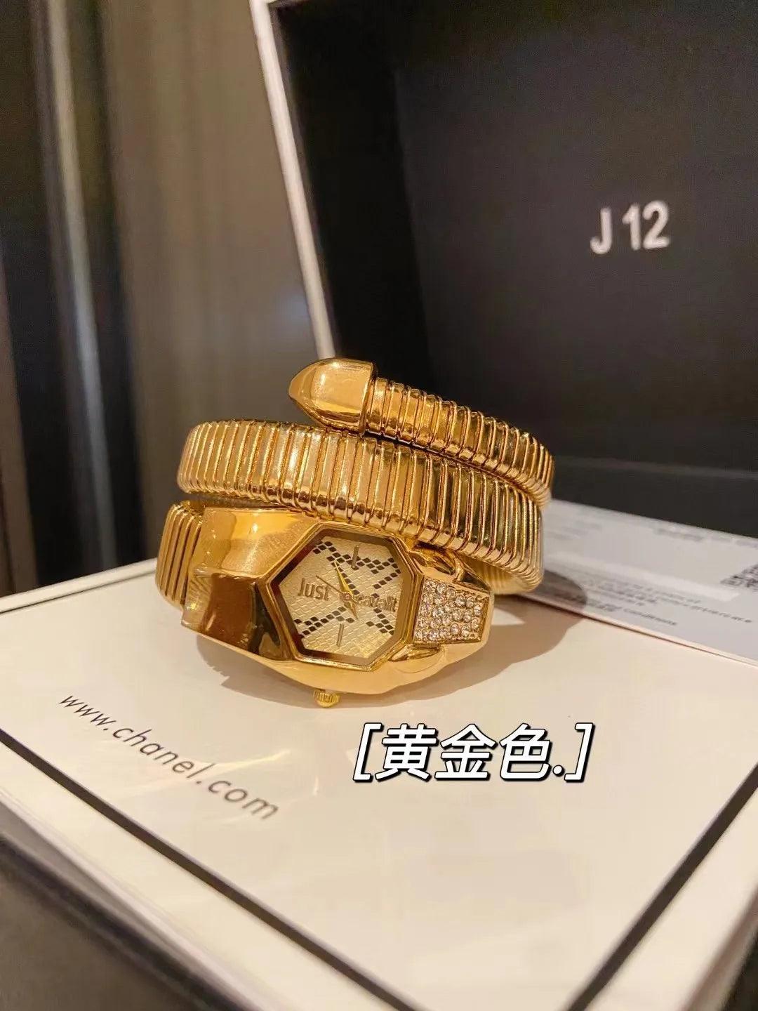 Cavalli Brand Fashion Snake Head Casual High-end Steel Quartz Zircon Diamonds Snake Shape Ladies Watches