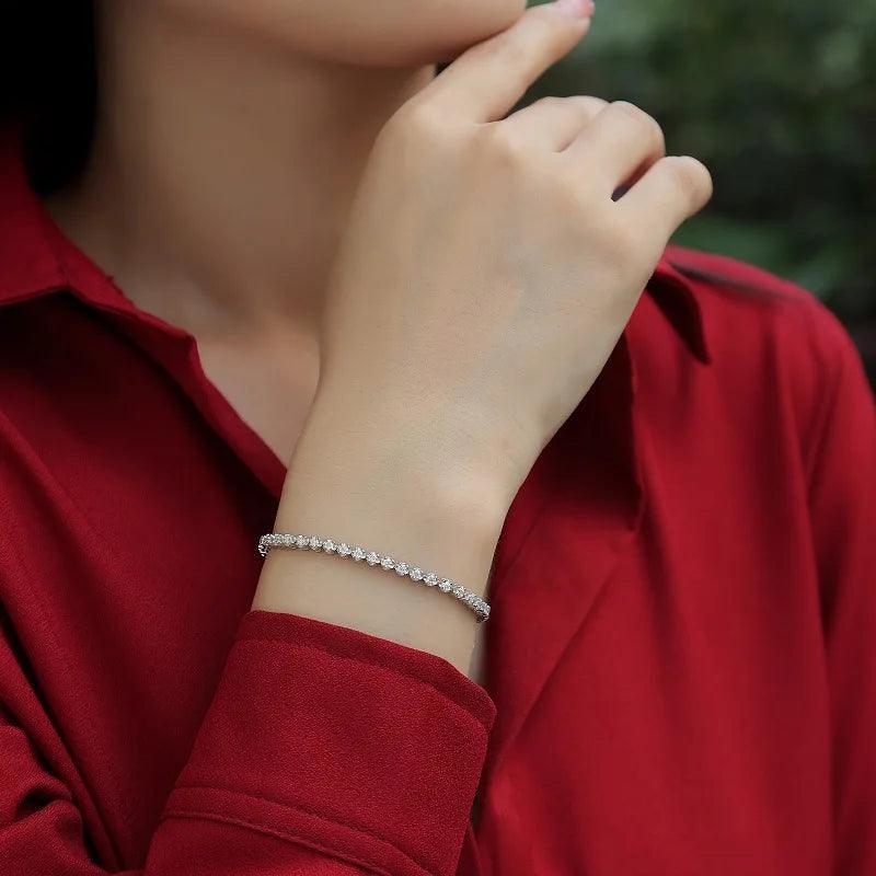 Sparkling Full 0.03ct D Colour Moissanite Diamonds Tennis Bracelet for Women, Fine Jewellery Diamond Link Bracelets - The Jewellery Supermarket