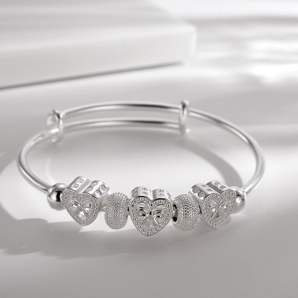 Fashion 925 Sterling Silver Lucky Beads charm Bangles For Women - Charm Bracelets Luxury Designer Jewellery - The Jewellery Supermarket