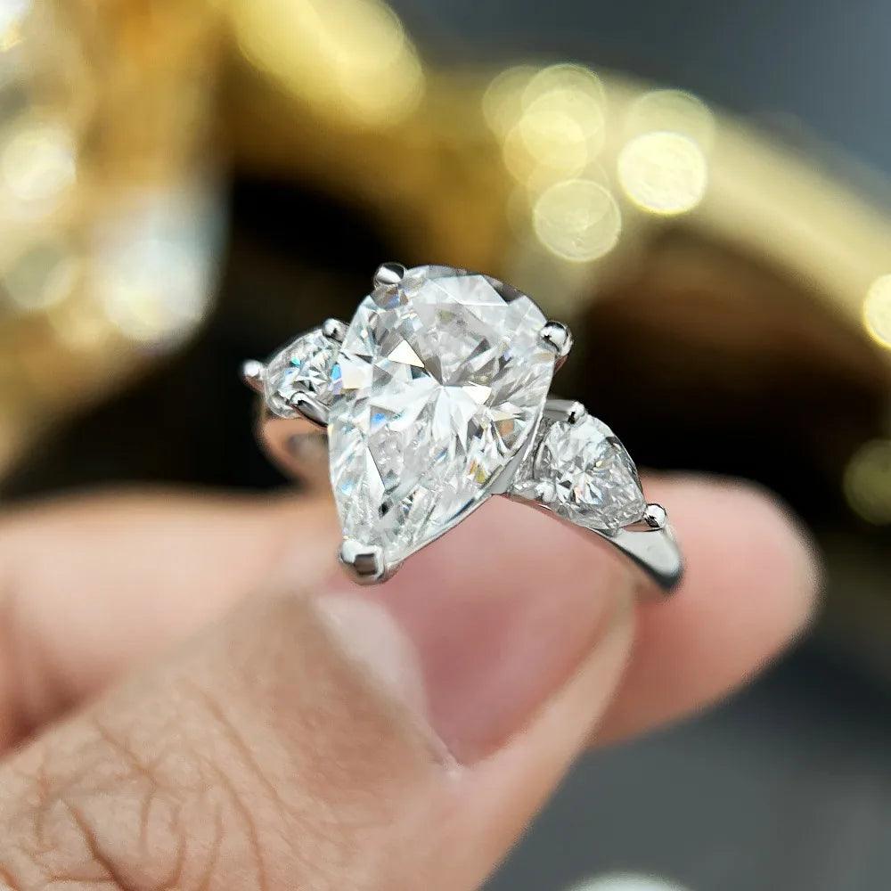 Waterdrop Shape GRA Certified 1-4CT Pear Cut 925 Sterling Silver Moissanite Diamonds Wedding Engagement Rings