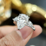 Waterdrop Shape GRA Certified 1-4CT Pear Cut 925 Sterling Silver Moissanite Diamonds Wedding Engagement Rings