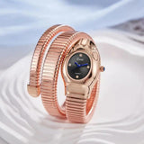 New Luxury Gold Silver Colour Snake Shaped Quartz Watches For Women - Elegant Fashionable Bracelet Wristwatches