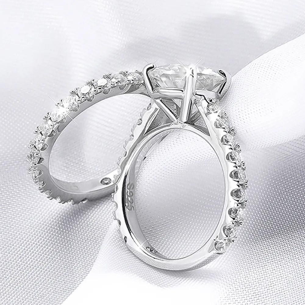 18K Gold Plated 3.5cttw VVS1 All Moissanite Diamonds Row Silver Wedding Engagement Fine Jewellery Rings Set - The Jewellery Supermarket
