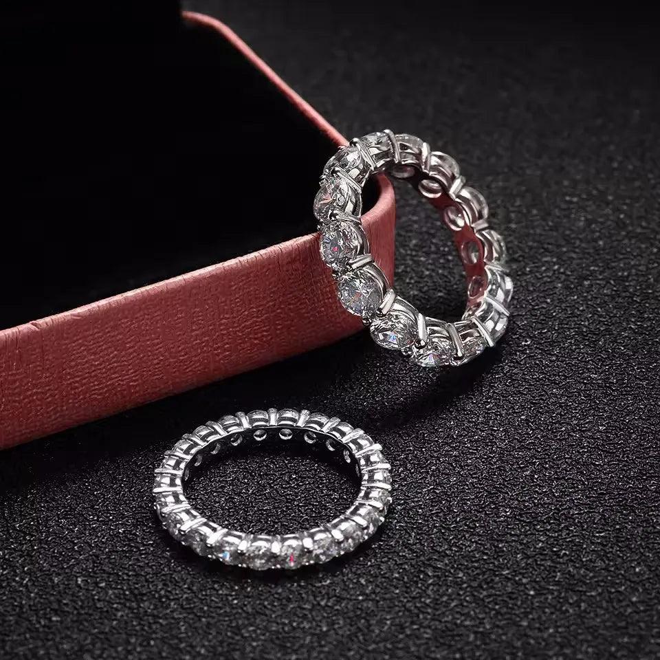Super D Colour VVS1 3/5mm Moissanite Diamonds Eternity Ladies Wedding Eternity Rings S925 Silver Jewellery with GRA