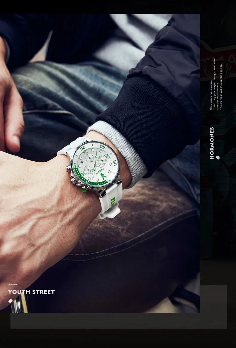 Luxury Casual Quartz Men's Wristwatch Waterproof Luminous Fashionable High-End Silicone Strap Man Watch