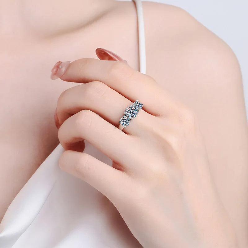Super 18KGP Sterling Silver Moissanite Diamonds Rings for Women,  European and American Fashion style Fine Jewellery