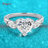 Heart Design 3 Stones 1CT 2CT 3CT 4CT Heart Cut Moissanite Diamond Rings - Engagement Wedding 925 Silver Jewellery