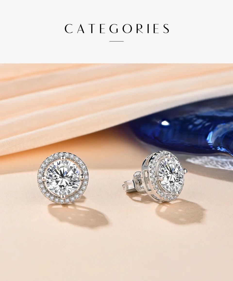 Exquisite Round Cut D Colour VVS1 3.0CT Moissanite Diamonds Rhodium Plated 925 Silver Moissanite Earrings Jewellery - The Jewellery Supermarket