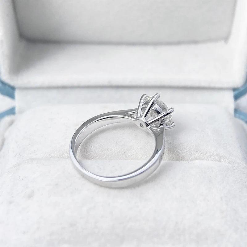 Marvelous 0.5ct 1ct 2ct Moissanite Diamond Solitaire Engagement Rings - Sterling Silver Jewellery with Certificate