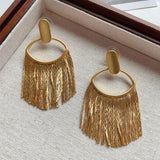 Fashion Statement Long Gold Plated Bling Tassel Earrings For Women and Girls - Stainless Steel Daily Fashion Jewellery - The Jewellery Supermarket