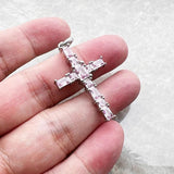 Brand New Pendant Cross with Pink AAA Zircon Crystals Jewelry 925 Sterling Silver Romantic Christian Gift For Women - The Jewellery Supermarket