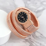 New Arrival Luxury Trendy Snake Design Winding Quartz Watches for Women - Fashion Bangle Bracelet Dress Watches