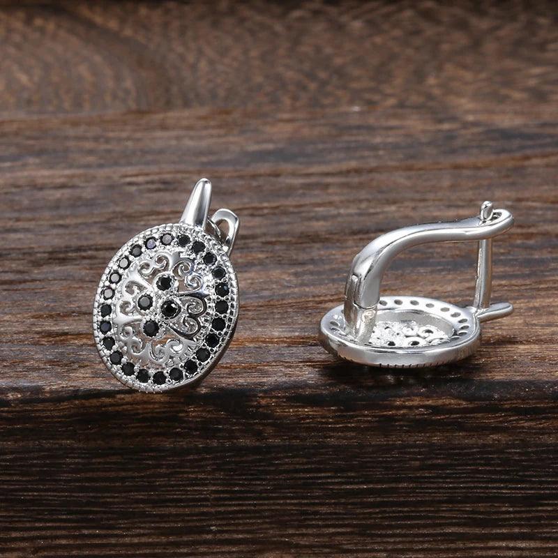 Luxury Retro Filled Rose Gold of 14-Karat Purity AAA Zircon Diamonds Drop Earrings - Ethnic Party Jewellery