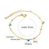 Blue Evil Eye CZ Charm Bracelets - Gold Colour Stainless Steel Drop Water Double Layer Cuban Link Jewellery - The Jewellery Supermarket