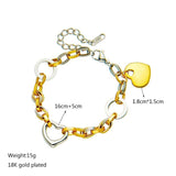 316L Stainless Steel Gold Colour Heart Butterfly Thick Bracelet For Women - High Quality Charming Jewellery - The Jewellery Supermarket
