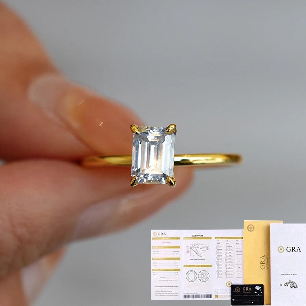 Terrific 1Carat Princess Cut Moissanite Solitaire Diamond Rings Silver 18K Gold Plated Wedding Engagement Jewellery