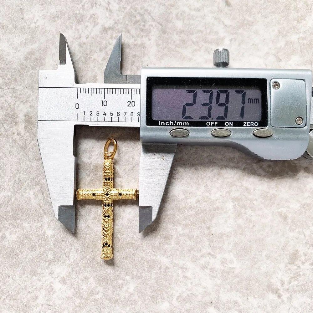 New Arrival Elaborate Design Cross Golden New Fine Jewellery Ethnic Pure 925 Sterling Silver Pendant For Women & Men - The Jewellery Supermarket