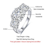 Fabulous 5cttw D Colour VVS1 Moissanite Diamonds Luxury Three Stone Engagement Wedding Rings 925 Silver Jewellery