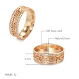 Luxury Rolled 14K Rose Gold Bride Wedding Rings For Women with AAA Zircon Diamonds - Ethnic Fine Jewellery