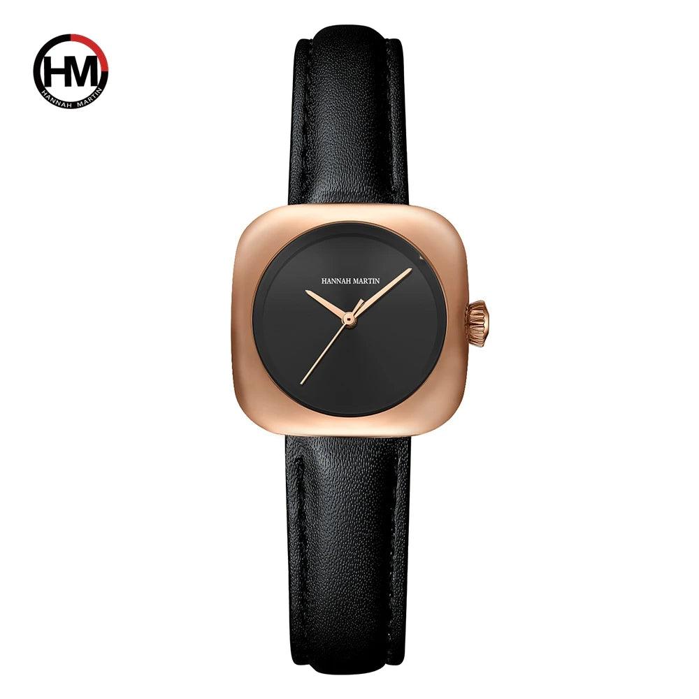 Elegant Minimalist Rose Gold Plated Elliptic Women's Watches,  Square Japanese Movement Casual Fashion Wristwatches