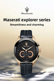 Original Maserati Men's Watch Quartz Darth Vader Waterproof Leather Strap Watches, Luxury, Precision Italian style