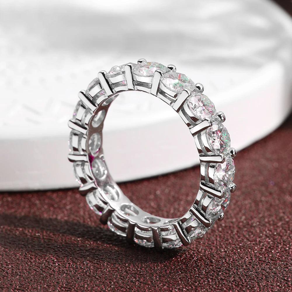 Super D Colour VVS1 3/5mm Moissanite Diamonds Eternity Ladies Wedding Eternity Rings S925 Silver Jewellery with GRA