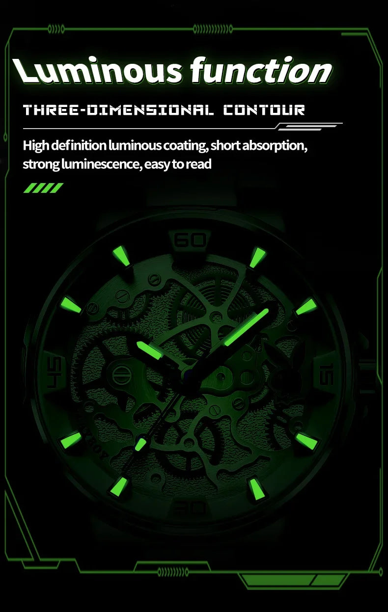 PLAYBOY Luxury Brand Casual Waterproof Quartz Silicone Strap Sports Elegant High-end Wrist Watch for Men
